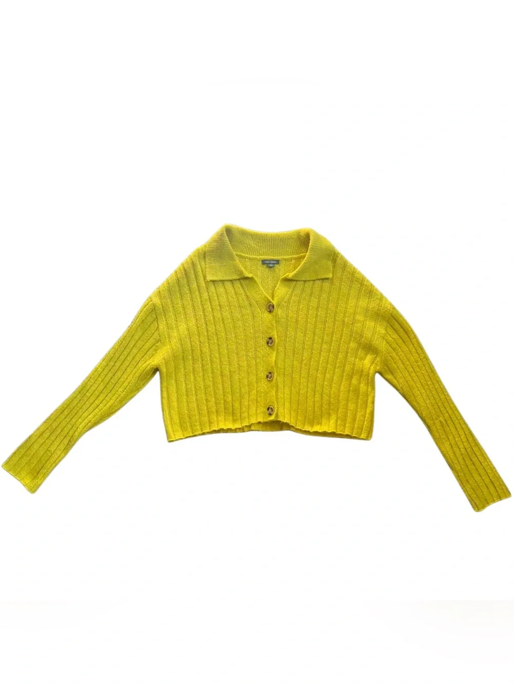 Funky Neon Yellow Cropped Button Cardi